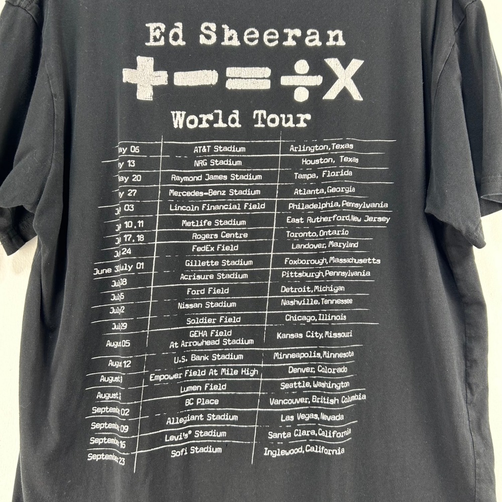 Ed Sheeran Mathematics Tour T-Shirt Black 2023 World Tour Dates Large Mens - Picture 5 of 8